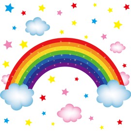 Amaonm Creative Removable DIY PVC Rainbow Bridge and Colorful Clouds Stars Wall Decal Peel and Stick Decor Wall Sticker for Kids Rooms Girls Boys Bedroom Living Room Classroom Offices Wall Decoration