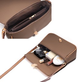 Prettyzys Crossbody Bags for Women Pocketbooks Soft PU Leather Purses and Handbags Multi Pocket Shoulder Bag, Brown