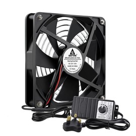140mm PC Fan 12V 140mm Computer Fan Dual Ball Bearing 140 x 25mm Case Cooler with 220V AC Powered 4V- 12V adjustable Controller For PSU Worksation Cabinet Chassiss