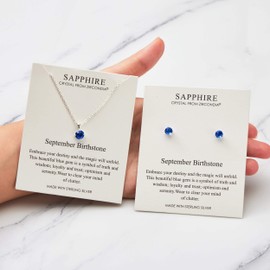 Philip Jones Sterling Silver September (Sapphire) Birthstone Necklace & Earrings Set Created with Zircondia® Crystals
