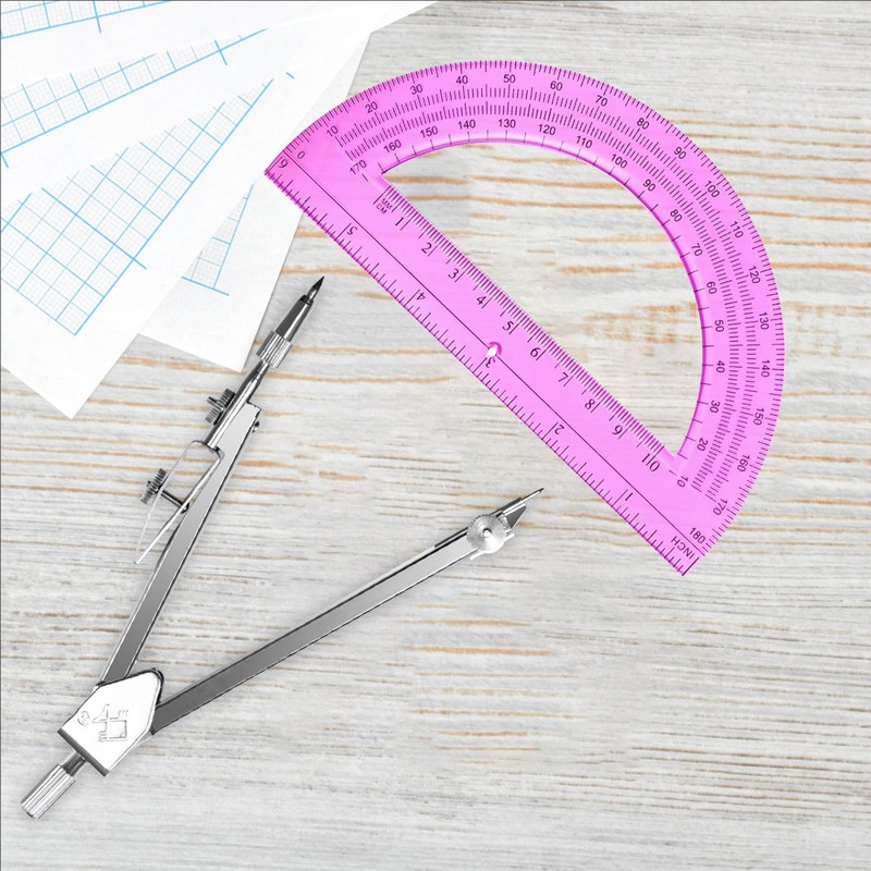 Tdfronien Students Geometry Math Set, Drawing Compass and 6 Inch