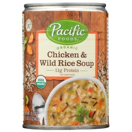 Pacific Foods Organic Chicken & Wild Rice Soup, 11g Protein, USDA Certified Organic, 16.3 Oz (Pack of 12)