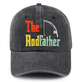 Bshuey The Rodfather Fishing Embroidered Hat for Men Women Dad Hat Baseball Cap Adjustable Unisex Black