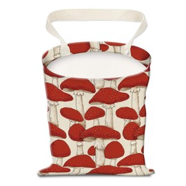 AUEKLLW Car Trash Can, Hanging Garbage Bin for Men and Women, Cute Car Organizer and Storage Bag, Canvas Vehicle Trash Can Bag Easy-to-Install Cute Red Mushroom