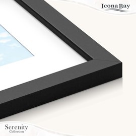 Icona Bay 8x10 Picture Frames w/Removable Mat for 5x7 Photos (Black, 6 Pack), Sleek Modern Style Frames, Table Top or Wall Mount, Serenity Collection