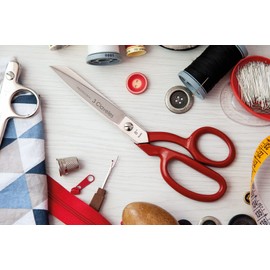 3 Claveles 8" Sastresa Scissors, Nickel, Carbon Steel, Red, 20cm (8")