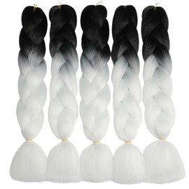 Showjarlly 5 Pieces Ombre Jumbo Braid Synthetic Hair 24 Inch 500 g Kanekalon Hair Braiding Extensions for Crochet Twist Braiding Hair
