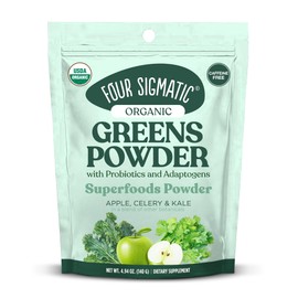 Four Sigmatic Organic Greens Powder | Greens Superfood Powder with Probiotics & Prebiotics | Super Greens with Moringa, Chaga & Turkey Tail | (4.94 oz.)