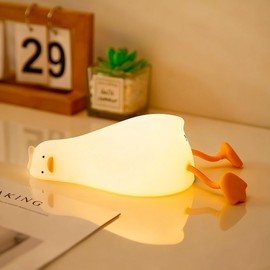 YR YRHH-PET Existential Crisis Duck Lamp - Rechargeable Squishy Kids Night Light, Lying Flat Ducky Lay Lamps, Fun White Elephant Xmas Gifts for Duck Lovers, Nursery College Dorm Decor, Safe Silicone