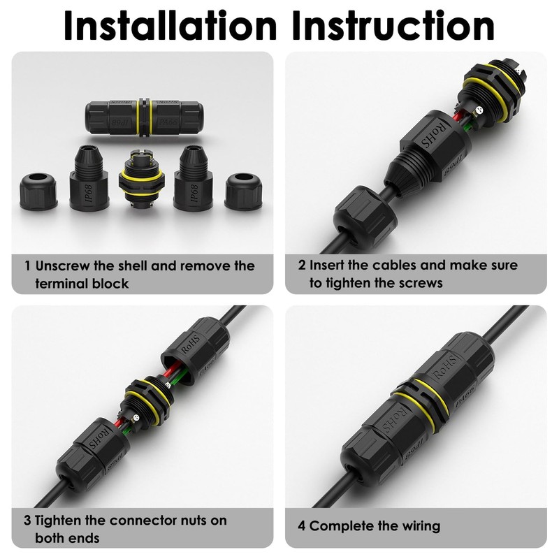 3 Pole Wire Connector Waterproof IP68 External Electrical Junction Box,M20