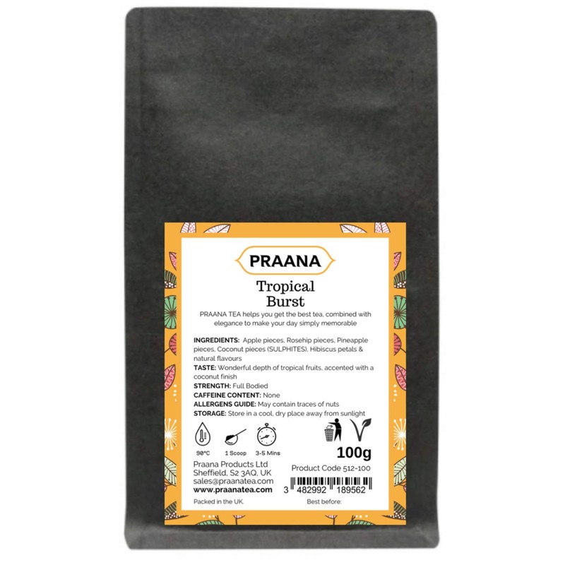 PRAANA TEA Tropical Burst Fruit Tea, 100 g