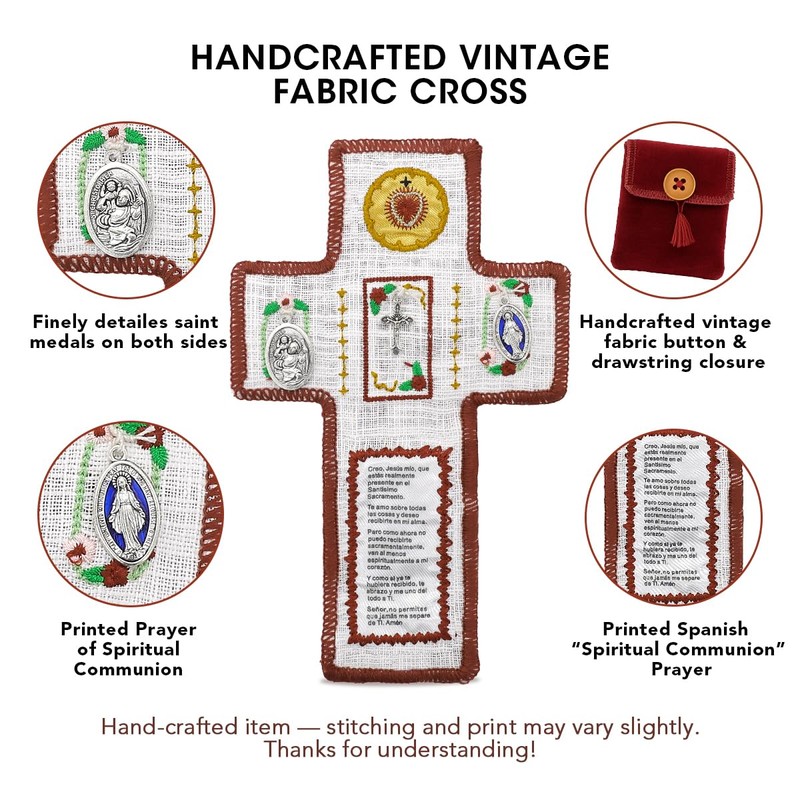 Onism 3Pcs Prayer quilt with cross inside,Mini Handcrafted pocket devotional,Portable
