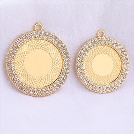 SAUNUCHI 10pcs 25mm 30mm Rhinestone Bezel Pendant Trays Roud Cabochon Necklace Blank Base Settings for Jewelry Making (25mm, kc Gold)