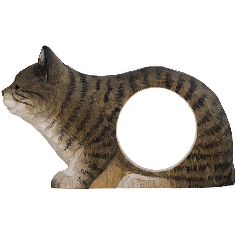 Wildlife Garden WG4565 Napkin Ring Cat - Hand Carved Wooden