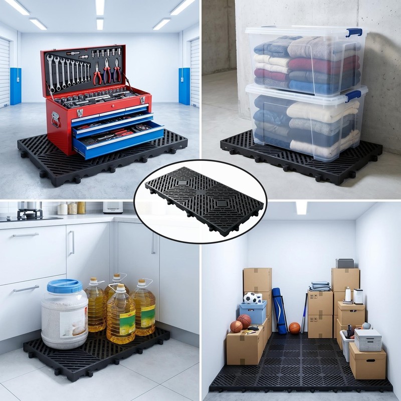6 Pcs Plastic Pallets, 23.6x11.8x1.18 Inch Ventilated Storage Pad, Free