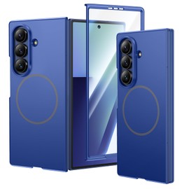 VEGO for Z Fold 7 Case, for Samsung Z Fold7 Case with Front Tempered Glass Screen Protector, Compatible with MagSafe, Slim Magnetic Protective Support Wireless Charging Thin Cover - Blue Shadow