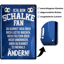 Metal Sign with German Text "Ich Bin Schalke Fan" [German Language] 20 x 30 cm