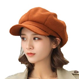 TMEOG Women's Beret Hat French Beret Winter Autumn Hat Ladies Girls Fashion Hats Beanie Cap Panel Baker Boy Flat Caps Newsboy Hats (Brown)