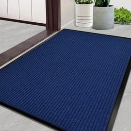 Door Mat Heavy Duty Outdoor Indoor Doormat Low Profile Front Door Mat Large 35x60 inch Blue Entrance Welcome Mats Easy Clean Patio Entrance Mat Waterproof Anti-Skid Rubber Backing
