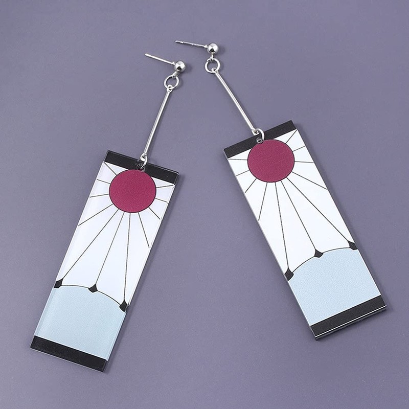 KitsKap Tanjiro Earrings Hanafuda Tanjiro Cosplay Earrings Anime Jewelry Accessories