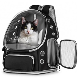 pawstrip Cat Backpack Carrier Transparent Pet Travel Carrier Airline Approved Bubble Backpack for Cats & Small Dogs, Breathable & Foldable for Hiking Outdoor Use