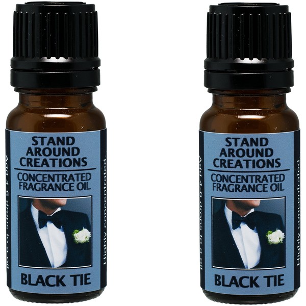 Set of 2 - Concentrated Fragrance Oil - Scent - Black Tie: Sophisticated notes of leather w/warm woods, patchouli, musk. Infused w/essential oils (.33 fl.oz.)