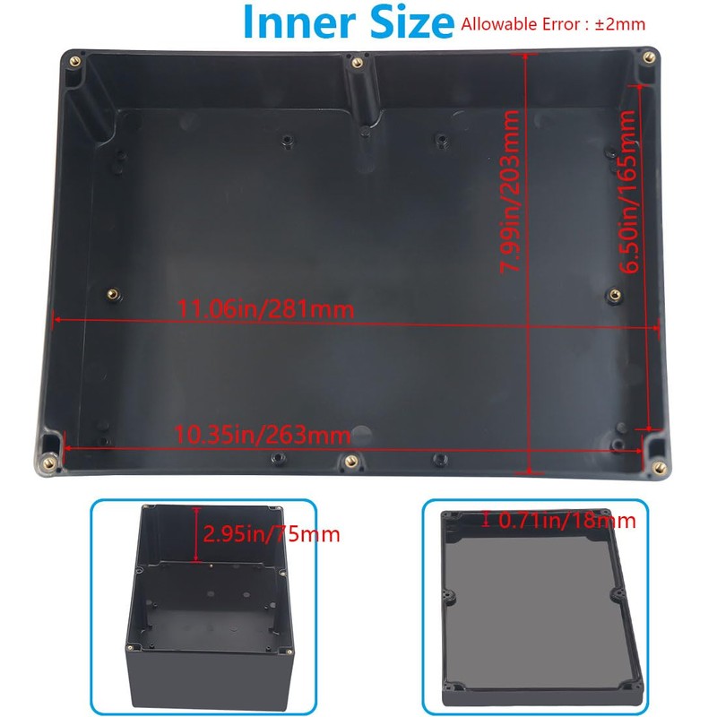 Otdorpatio Project Box ABS Black Electrical Boxes IP67 Outdoor Waterproof
