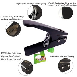 Elrido Elrido DIY Guitar Picks Maker Guitar Pick Punch Make Your Endless Guitar Picks, With Leather Key Chain Picks Holder and 2 Pick Strips Sheet - Guitar Picks Puncher Tool Kit Gift for Guitarist (Black)