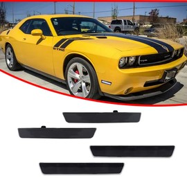 GTINTHEBOX for 2015 2016 2017 2018 2019 2020 2021 2022 2023 Dodge Challenger Front & Rear Side Marker Lights, Smoked Lens White LED Lamps