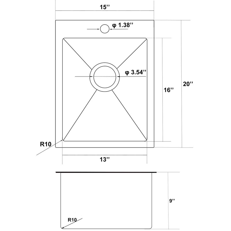 VALISY 15x20 Inch Bar Sink Drop In, Topmount Small 16