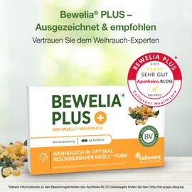 Frankincense capsules from Bewelia Plus with 600 mg & 250 mg AKBA - micellar incense with max. bio-availability