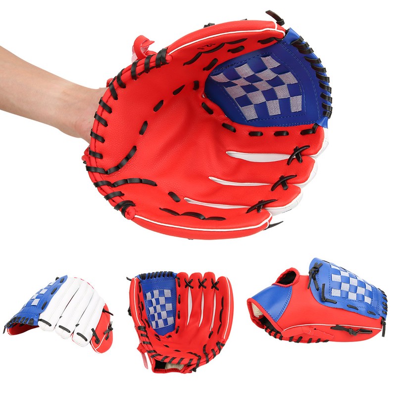 PU Leather Baseball Glove Practicing Training Competition Gloves for Children(Red