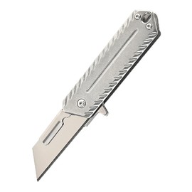 SZHOWORLD Stainless Steel Folding Utility Knife - Heavy Duty Box Cutter for Cartons, Cardboard and Boxes, Quick Change Blades, Extra 10 Blades Included