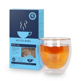 HOTTEA MAMA | Milk’s Up | Organic Breastfeeding Tea With Fenugreek and Fennel | For Lactation and Nursing | Caffeine Free | Herbal Tea | 14 Whole Leaf Biodegradable Pyramid Bags