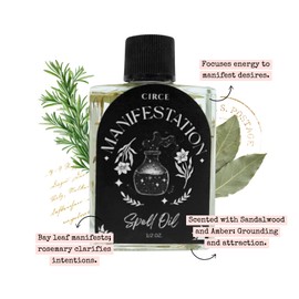 CIRCE Manifestation Spell Oil - Focus Intentions & Support Goals w/Clarity & Purpose - Add to Bath, Use in Rituals, Wear as Fragrance to Align w/Desires - Coconut Oil & Rosemary Herb - 1/2oz
