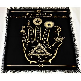 Sophia-Art Golden Palm Eye Palmistry Altar Cloth Celestical Tarot Deck Alter Square Wall Hanging Tablecloth Sacred Place Home Décor Moon Faces Astrology Zodiac(36x36 inches 92 by 92 CM)
