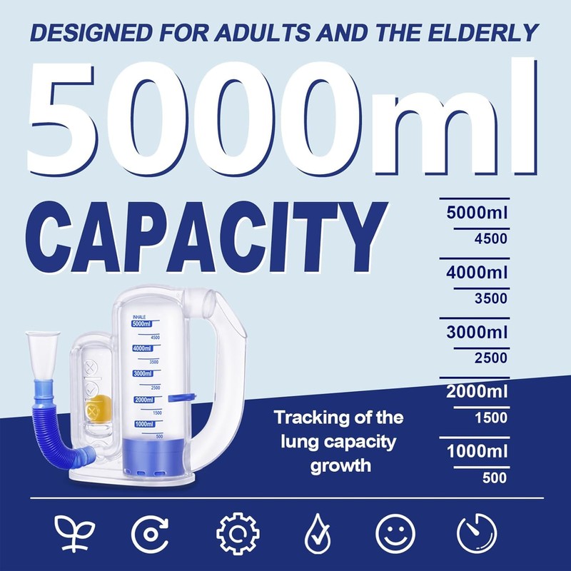 Incentive Spirometer Adult, Breathing Exercise Device for Lungs, Deep Breathing