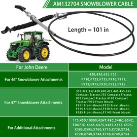 sevencow AM132704 Snowblower Cable for John Deere Snow Thrower Tractors Snow Blower GT GX LX 100 Series 345 355 425 445 455 X475 X565 X720 Push Pull Chute Cable