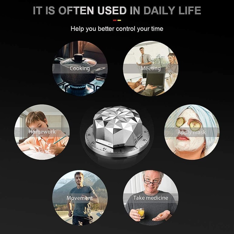 Binnan Kitchen Timer Egg Timer Stainless Steel Timer Mechanical Digital