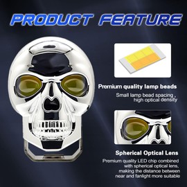 1Pcs Motorcycle Driving Fog s LED Pod s Bar Skull-shaped xiliary Heads for Jeep Offroad Truck ATV UTV Boat