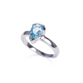 namana 925 Sterling Silver Blue Topaz Ring for Women, Sterling Silver Ring with a Natural Blue Topaz Gemstone, Silver Rings with Pear Shaped Blue Topaz Gemstones, Blue Topaz
