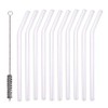 Schramm® Pack of 10 Glass Straws Curved Transparent with Cleaning