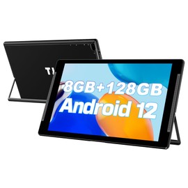 TJD Android 12 Tablet 10.1 Inch Tablets with Stand, 8GB RAM 128GB ROM 512GB Expandable, 6000mAh Fast Charge, 8MP Dual Camera, 2.4G/5G WiFi6, IPS HD Touch Screen (Black)