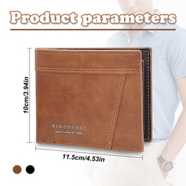MultiValue Men's Wallet, Large Capacity, Foldable Card Wallet with Card Slot, ID Card Window, Leather Wallet with Zip and Coin Compartment, brown, B