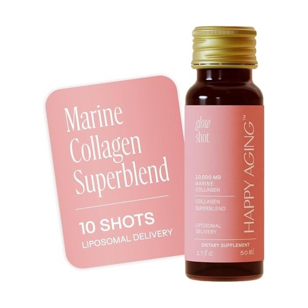 Glow Shot, 10,000mg Marine Collagen Peptides, Liposomal Delivery, Promotes Skin