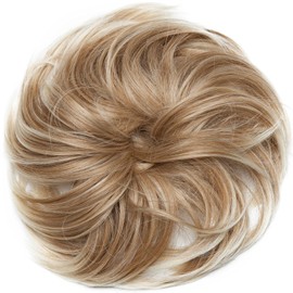 SEGO Hair Extensions Updo Hairpiece Hair Scrunchie Bun [Large 80 g] Voluminous Messy Wavy 27T613 Coffee Brown & Blonde Bleaching