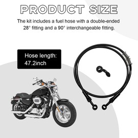 Yourkar Motorcycle Hydraulic Line, 120cm Braided Steel Brake Hose Clutch Line Replacement, Universal Oil Line Pipe for Motorcycle Scooter, Brake System Motorcycle Accessories