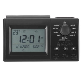 Muslim Azan Clock Islamic Prayer Azan Table Clock,World Time Function,Prepare Azan Time for Major Cities Around The World, Makkah Music for Praying(Black)