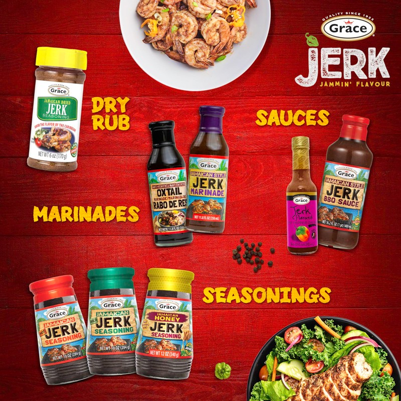 Grace Jamaican Honey Jerk Seasoning (Two 12 Oz Jars) -