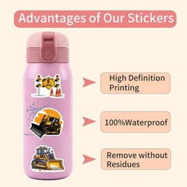 Excavator Stickers for Laptop(50 Pcs),Gift for Kids Teens Adults Girl,Cute Cartoon Waterproof Vinyl Stickers Scrapbook,Journal,Dairy,Skateboard Water Bottle